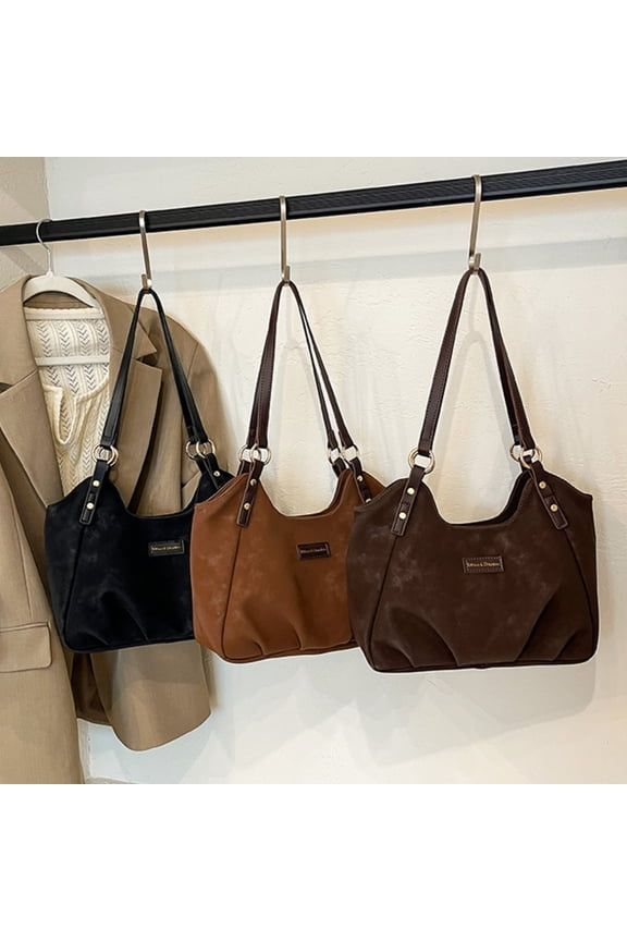 Women Tote Handbag Vegan Leather Shoulder Purse Multi-Pocket, Durable, Large Capacity Fashion Black, Brown, Coffee Organized Travel Work Everyday Use 12x7.7x3.5 in