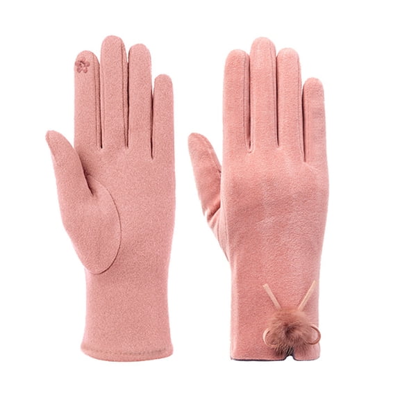 Women Touch-Screen Glove, Bowknot Windproof Warm Plush Glove for Winter 1 Pair