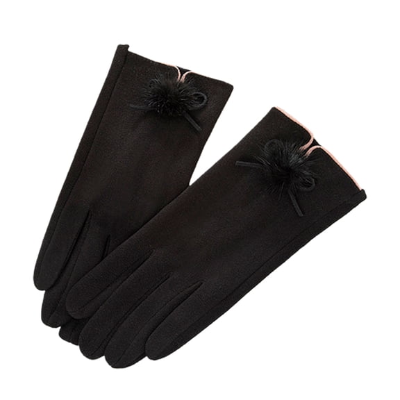 Women Touch-Screen Glove, Bowknot Windproof Warm Plush Glove for Winter 1 Pair