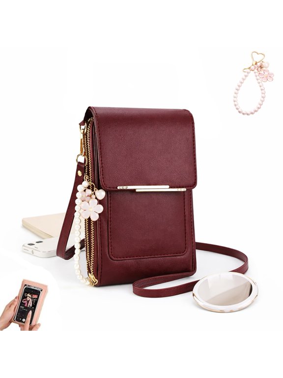 Women Touch Screen Phone Crossbody Bag, Waterproof PU Leather with Adjustable Shoulder Straps Messenger Bag, for Outdoor, Travel