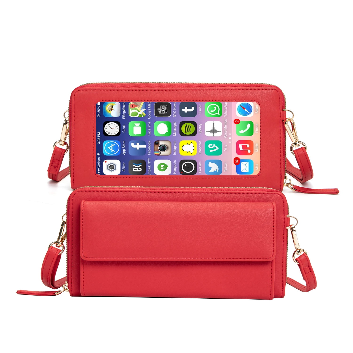 GEMIU Small Crossbody Phone Purse - Vegan Leather With RFID Blocking, Adjustable Strap