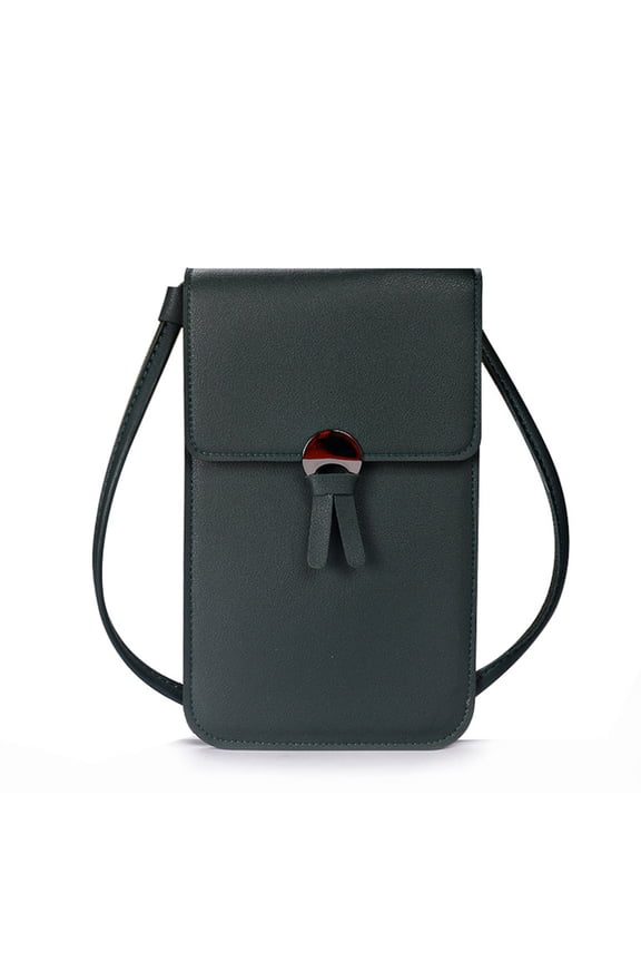 Women Touchscreen Phone Crossbody Bag - Mini Leather Phone Purse with Wallet & Credit Card Slots, Lightweight Shoulder Handbag with Clear Window for Travel