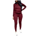 thumbnail image 1 of Women Tracksuit Outfits Casual Sports Long Sleeve Ripped Pullover Hoodie Sweatsuits, 1 of 5