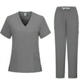 thumbnail image 1 of Women Tracksuits 2 Piece Set New Women's Hand Wash Gowns Short Sleeve Nurse's Workwear Separate Set Tracksuit Sets for Women 2 Piece B-12 Gray XL, 1 of 2