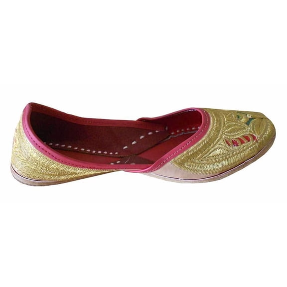 Women Traditional Shoes Handmade Ballet Flats Jutties Cream Mojaries US 6-10