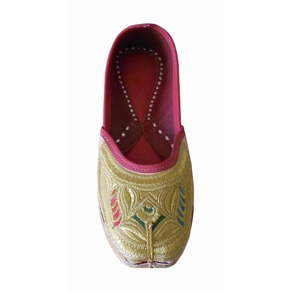 Women Traditional Shoes Handmade Ballet Flats Jutties Cream Mojaries US 6-10