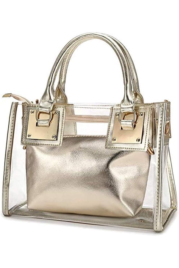 Women Transparent Crossbody Bag, 2 in 1 Designer Fashion Handbag Purse