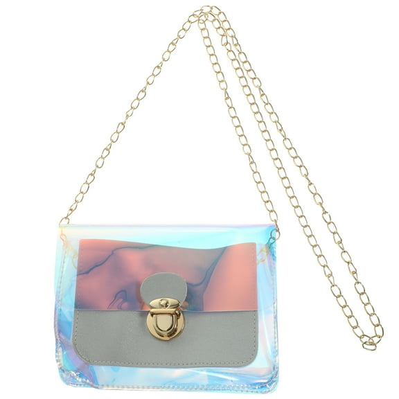 Women's Transparent Clear Handbag with Colorful Chain Strap, Stylish Trendy Purse, Fashionable Accessory for Everyday Use