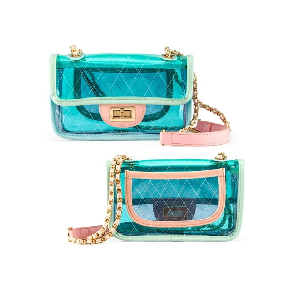 Women Transparent PVC Plastic Cross body Durable Summer Shoulder Bag -Blue