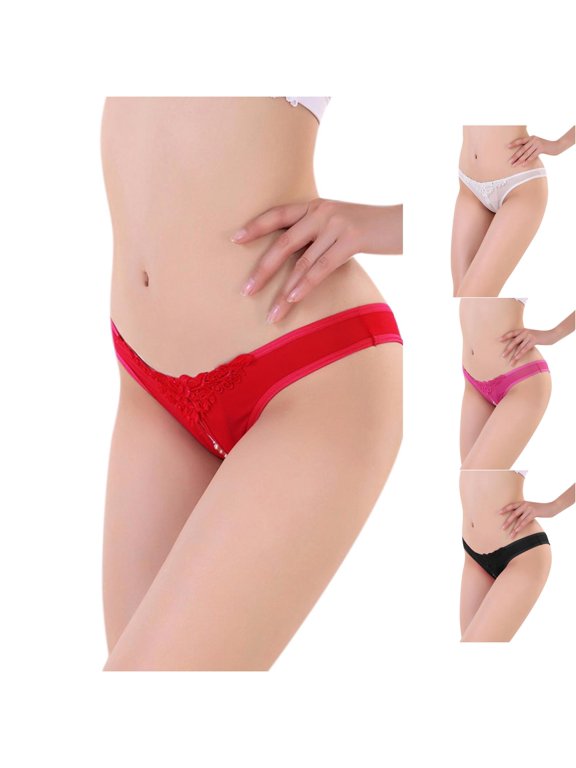Women Transparent Pearl Massage Crotch Thong Elegant Comfortable Everyday Wear
