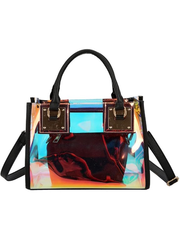 Women Transparent Shoulder Crossbody Bag,2 in 1 Designer Fashion Ladies Handbag Purse Shoulder Bag Satchel