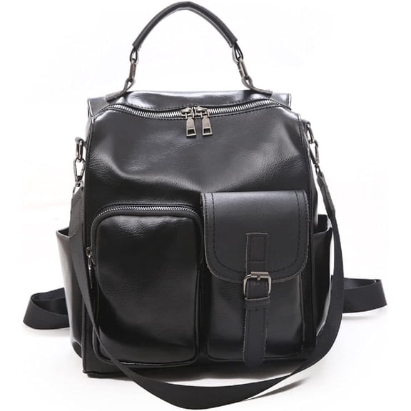 Women Travel Fashion Backpacks Multi-pocket Rucksack PU Leather Casual Daypacks Lightweight Backpack(Pink)