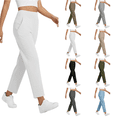 thumbnail image 1 of Women Travel Pants High Waist Pull On Lightweight Stretch AnkleStraight Leg Casual Dressy Business Golf Slacks with Pockets White S, 1 of 6