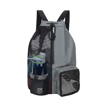 Women Travel Swimming Bag Mesh Drawstring Backpack with Wet Pocket Multipurpose Beach for Gym Workout Gear