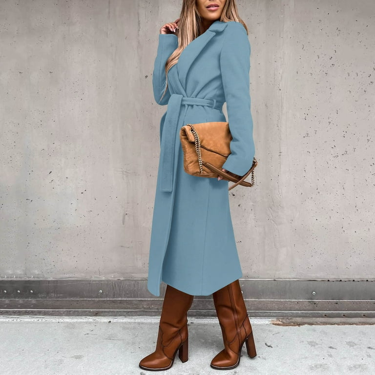 Women Trench Coat Clearance Sale,Women's Elegant Wool Blend Trench