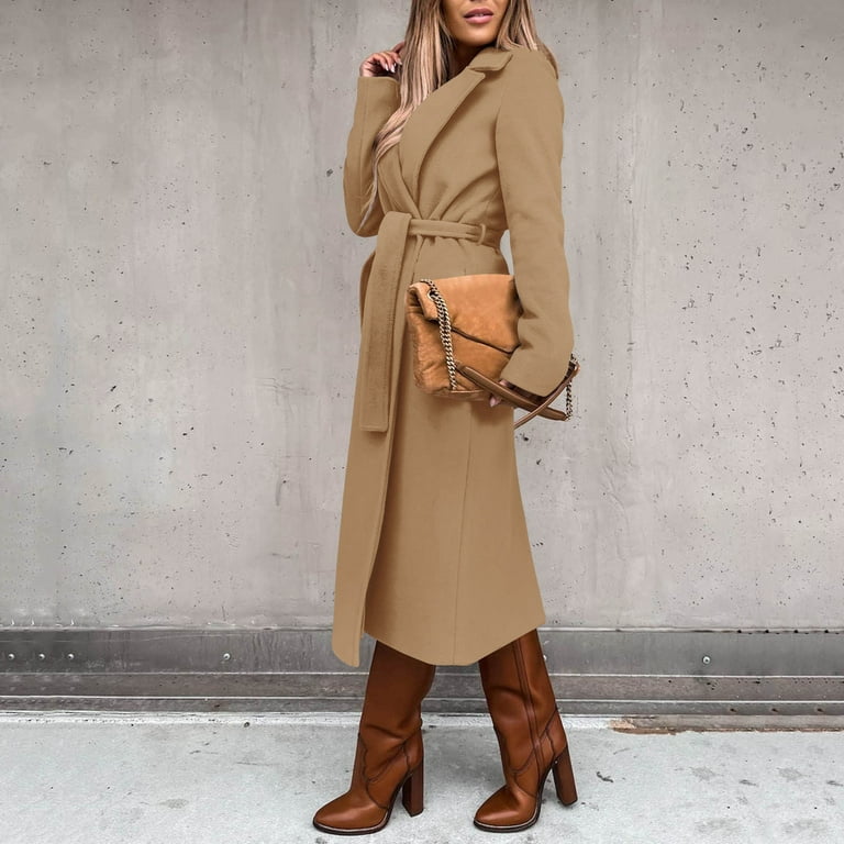 Women Trench Coat Clearance Sale,Women's Elegant Wool Blend Trench