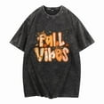 thumbnail image 1 of Women Trendy Black Tee Fall Graphic T-Shirt Top Vintage Washed Fabric Seasonal Design Casual S-2XL Plus Size, 1 of 5