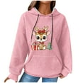 thumbnail image 1 of Women Trendy Hoodies Plus Size S-5XL Waffle Knit Christmas Sweatshirt Pink Hooded Pullover Sweater with Pocket (L, Pink 01), 1 of 6