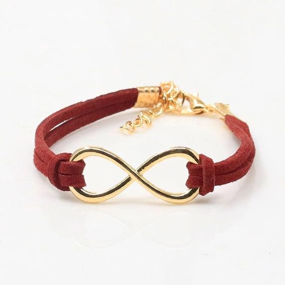Women Trendy Infinity Symbol Leather Wristband Multilayer Bracelet Wrap