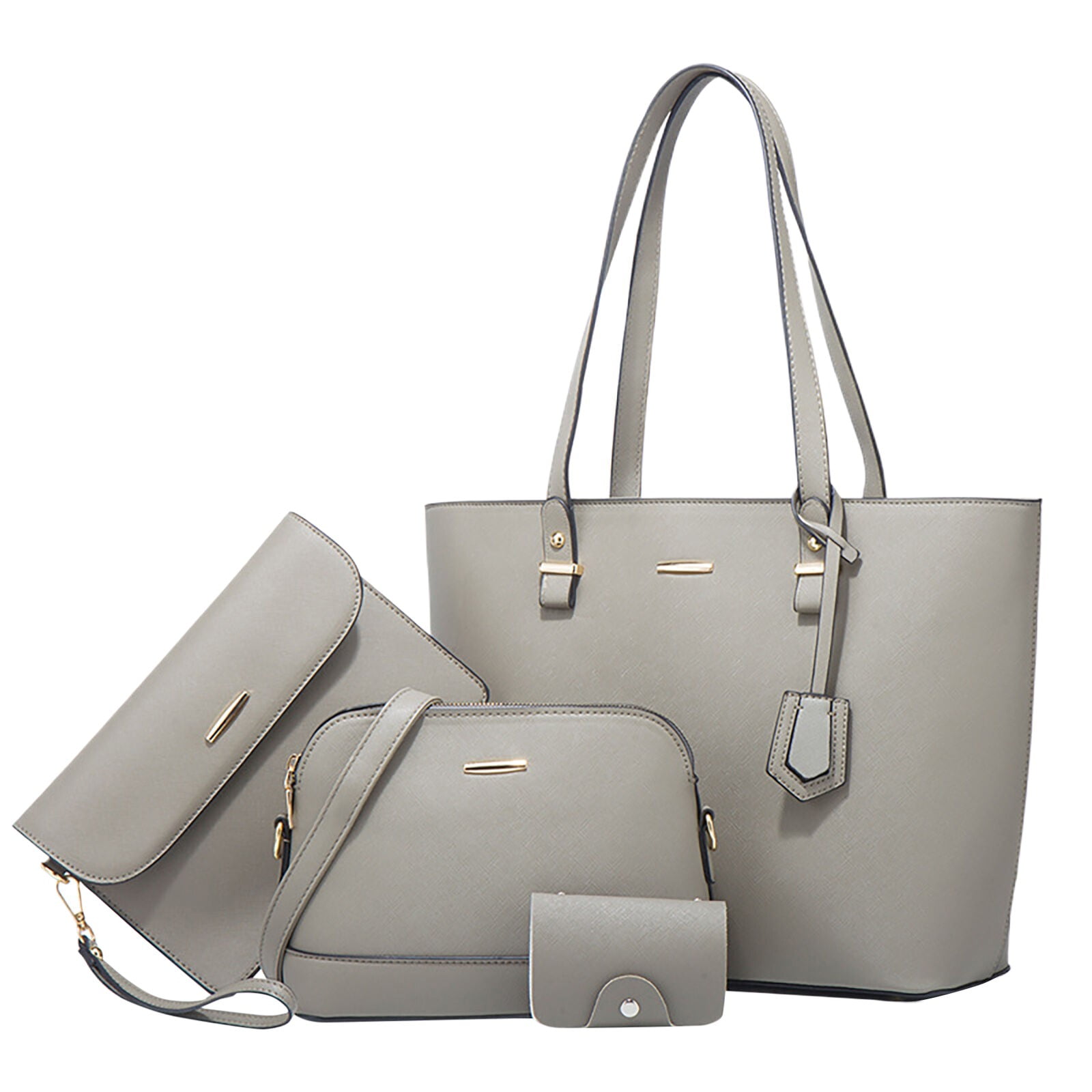 Women Trendy Retro Large Capacity Tote And Messenger Bag And Clutch And Wallet Fashionable Four Piece Set