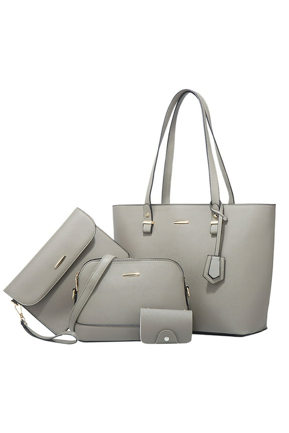 Women Trendy Retro Large Capacity Tote And Messenger Bag And Clutch And Wallet Fashionable Four Piece Set