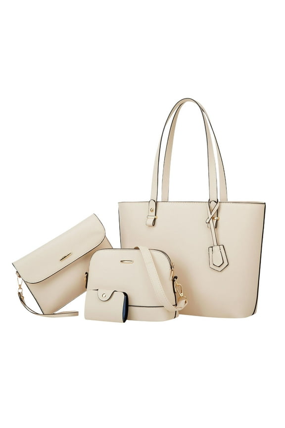 Women Trendy Retro Large Capacity Tote And Messenger Bag And Clutch And Wallet Fashionable Four Piece Set