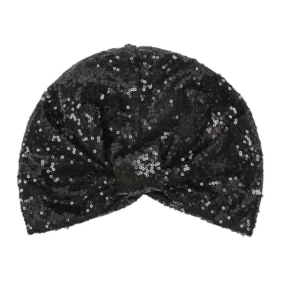 Women Trendy Sequin Beanie Hat Stretch Turban Cap Headwear Hair Wrap Headwrap