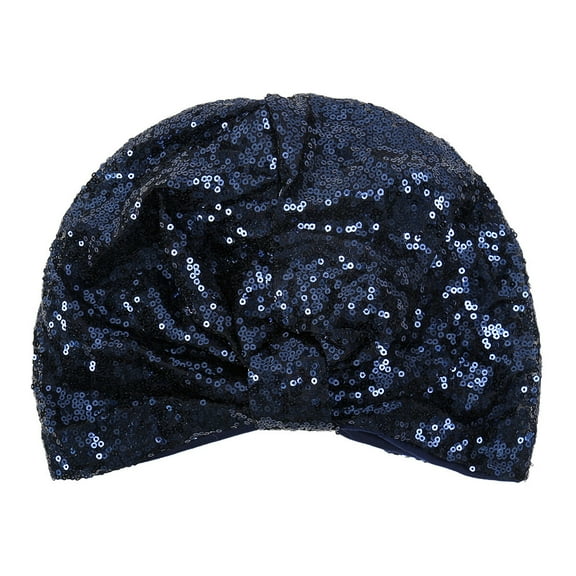 Women Trendy Sequin Beanie Hat Stretch Turban Cap Headwear Hair Wrap Headwrap