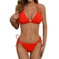 thumbnail image 1 of Women Triangle Bikini Sets String Halter Bathing Suits Sexy Two Piece Swimsuits Tie Side Bottom Saffron S, 1 of 7