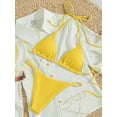 thumbnail image 1 of Women Triangle Halter Bikini Set High Cut String Thong Bathing Suit Self Tie Two Piece Swimsuit Swimwear for Womens Girls Yellow M, 1 of 4