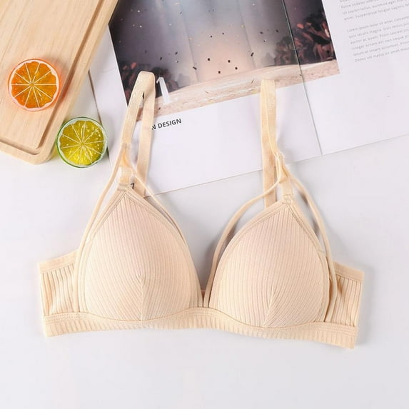 Women Triangle Longline Sports Bra,Ribbed Soft Wirefree Bralette for Teen Sleeping Cami Bra V-Neck Bras