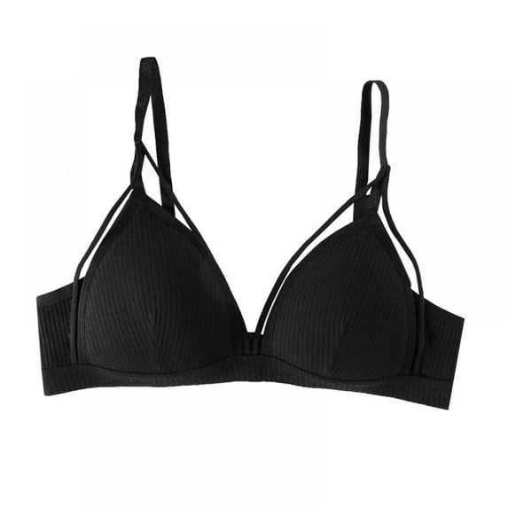 Women Triangle Longline Sports Bra,Ribbed Soft Wirefree Bralette for Teen Sleeping Cami Bra V-Neck Bras
