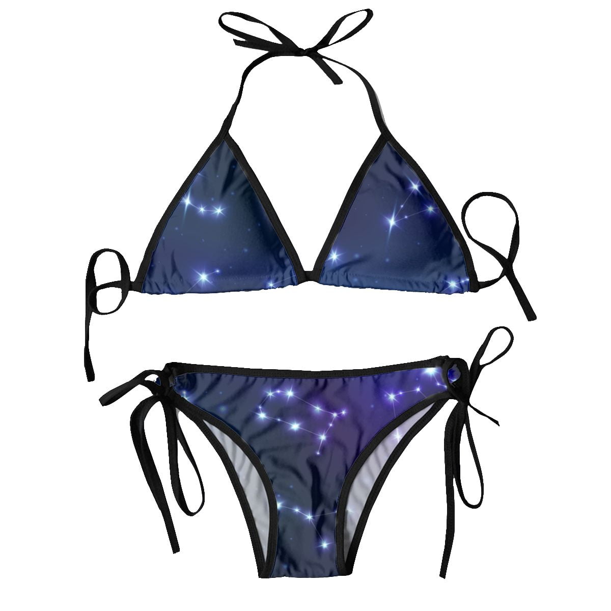 Star Print Triangle Women's Lace Up Sexy Split Bra Bikini