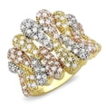 thumbnail image 1 of Women Tricolor Brass Ring with AAA Grade CZ in Clear - Size 7, 1 of 1