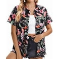 thumbnail image 1 of Women Tropical Shirt Summer Beach Hawaii Button Down Short Sleeve Blouses Floral Tops 2025 Tropical, 1 of 3
