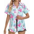 thumbnail image 1 of Women Tropical Shirt Summer Beach Hawaii Button Down Short Sleeve Blouses Floral Tops M, 1 of 3