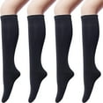 thumbnail image 1 of Women Trouser Socks 4 Pairs Silky Knee High Nylon Dress Socks Opaque and Stretchy for Formal Wear Black, 1 of 6