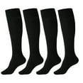 thumbnail image 1 of Womens Knee High Socks, CaiDieNu Casual Knee Thigh High Stockings, 4 Pairs | Black, 1 of 7