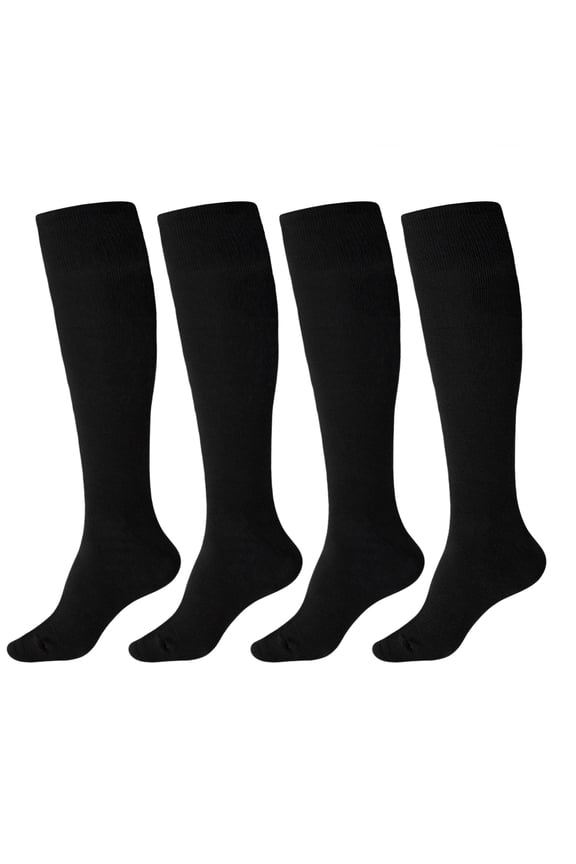 Womens Knee High Socks, CaiDieNu Casual Knee Thigh High Stockings, 4 Pairs | Black