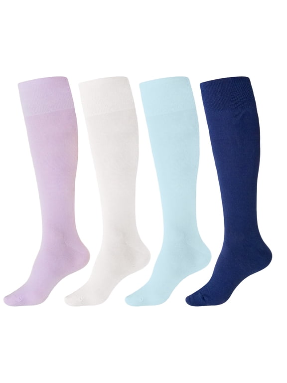 Womens Knee High Socks, CaiDieNu Casual Knee Thigh High Stockings, 4 Pairs | Multicolor