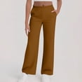 thumbnail image 1 of Women Trousers Elasticated High Waist Wide Leg Pants with Pockets Ladies Elegant Loose Lounge Palazzo Pants Brown XXL, 1 of 6