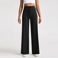 thumbnail image 1 of Women Trousers High Elasticated Waist Straight Leg Stretch Yoga Pants Casual Trousers with Pockets Black S, 1 of 4
