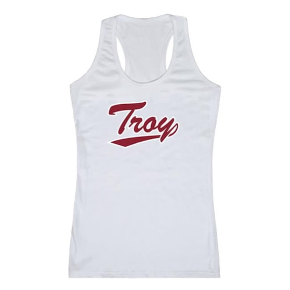 Women Troy University Script Tanks, White - Extra Large