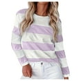 thumbnail image 1 of Women Tshirts Lightweight Breathable Color Block Print Long Sleeve T Shirt Crew Neck Fall Casual Regular Fit Tees for Women, 1 of 5