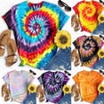 thumbnail image 1 of Women Tshirts Round Neck Tie Dye Print Short Sleeve Loose Summer Top Womens Tees Multicolor XL, 1 of 4