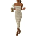 thumbnail image 1 of Women Tube Top Dresses Knit Strapless Cut Out Striped Midi Bodycon Dress Summer Backless Fitted Long Beach Dresses, 1 of 7