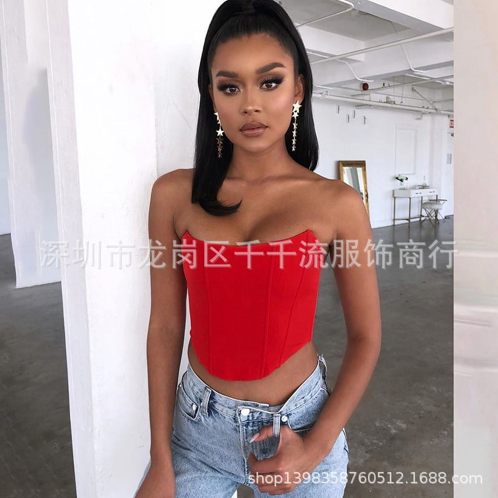 Women Tube Top Strapless Crop Top Sleeveless Bandeau Top Outfit Girl Tube  Top for Summer 