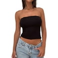 thumbnail image 1 of Women Tube Tops Strapless Shirt Summer Outfits Bandeau Basic Crop Top Y2k Going Out Black S, 1 of 7
