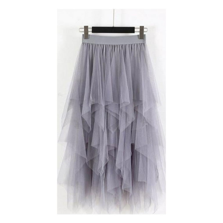 FETICO】WOOL & TULLE PLEATED SKIRT GRAY FETICO】WOOL & TULLE