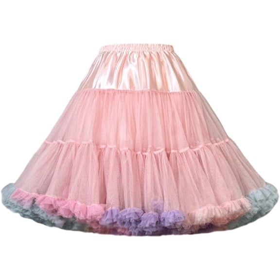 Women Tulle Petticoat, Soft Puffy Skirt, Elastic Waist Petticoat Tutu Tulle Skirt, Fluffy Skirt, Multi-Layer Party Puffy Skirt